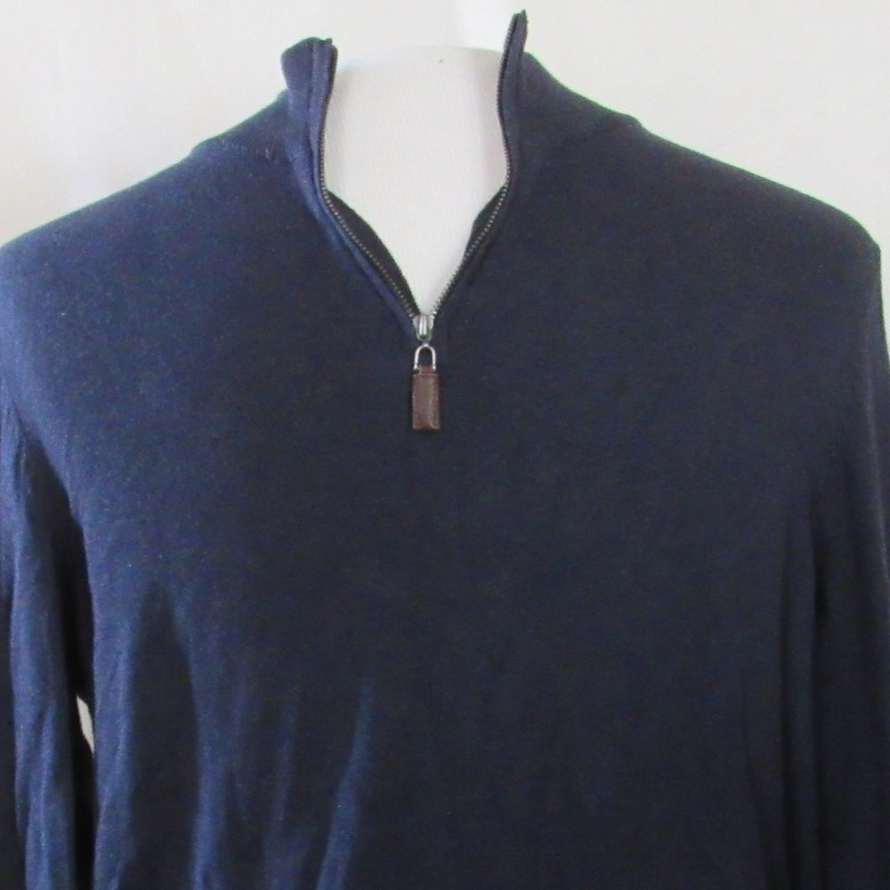 Grayson & Dunn Blue Quarter-Zip Sweater Size Large 100% Cotton EUC